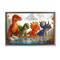 Stupell Industries Four Dinos By The Pond Floating Frame, design by Wumples